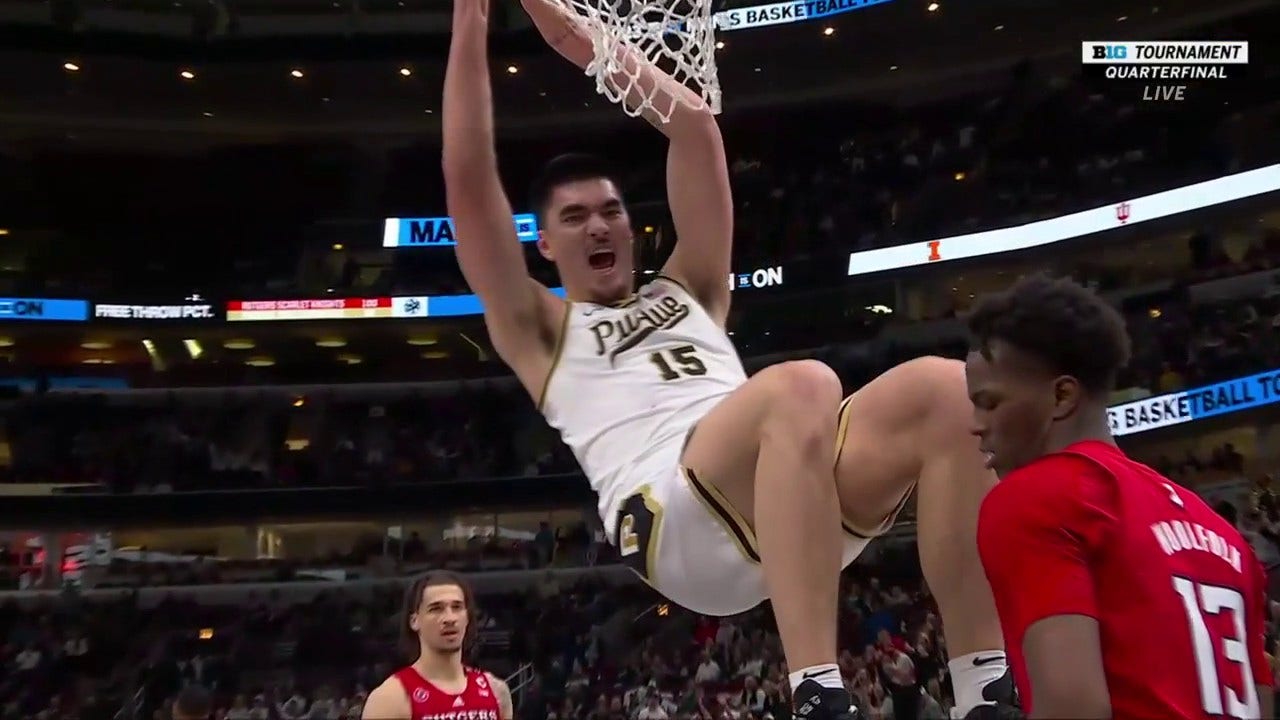 Purdue's Zach Edey delivers a MONSTROUS two-handed jam against Rutgers in the Big Ten Tournament