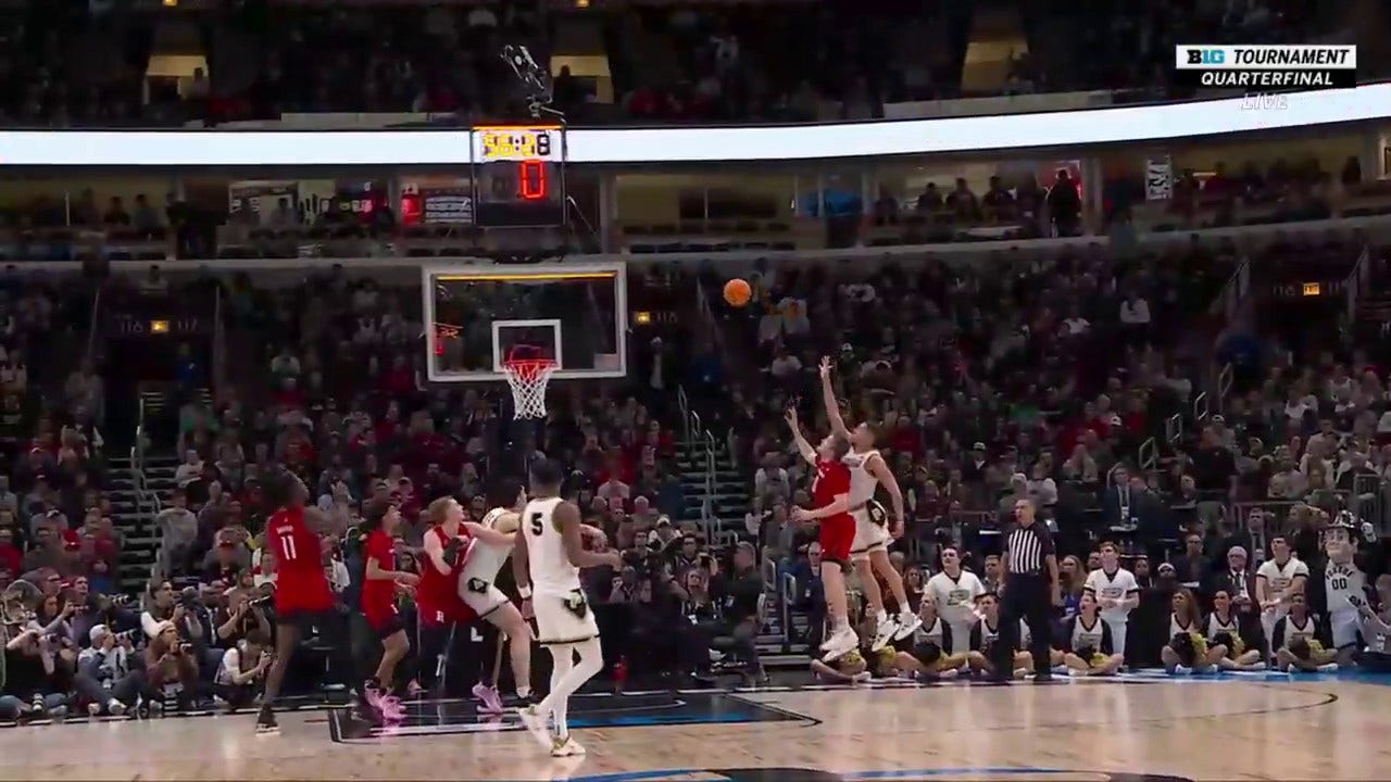 Mason Gillis hits a tough floater at the shot clock to top off his 20-point performance in Purdue's 70-65 win over Rutgers