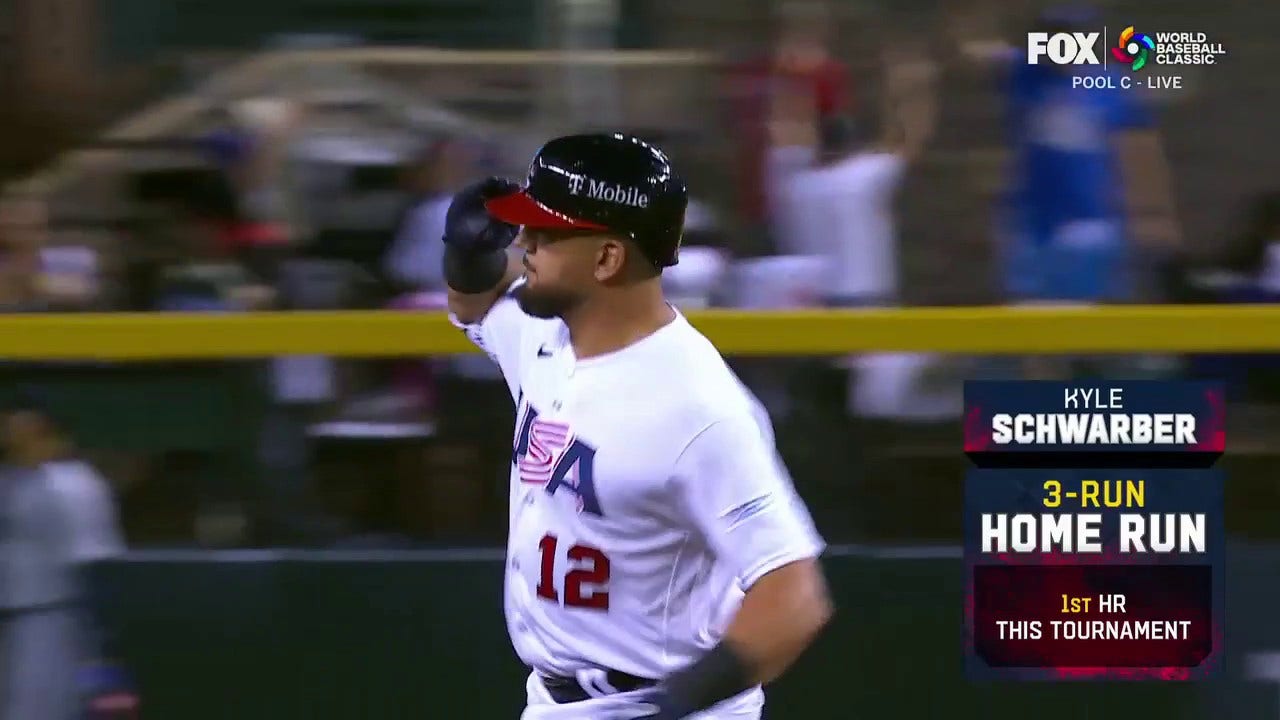 Kyle Schwarber blasts a home run giving the USA a 5-1 lead over