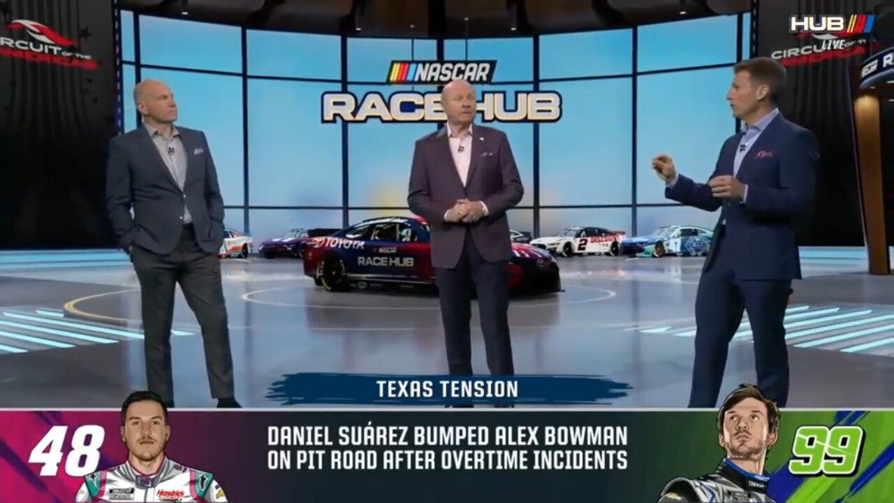 'NASCAR Race Hub' crew reacts to Daniel Suarez's frustrations with Alex Bowman after COTA