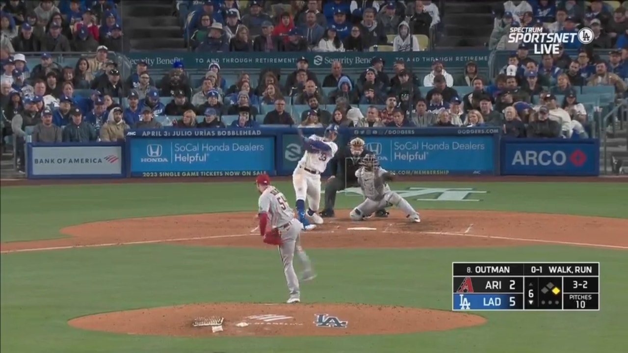 James Outman belts a DEEP two-run homer, extends Dodgers' lead over Diamondbacks