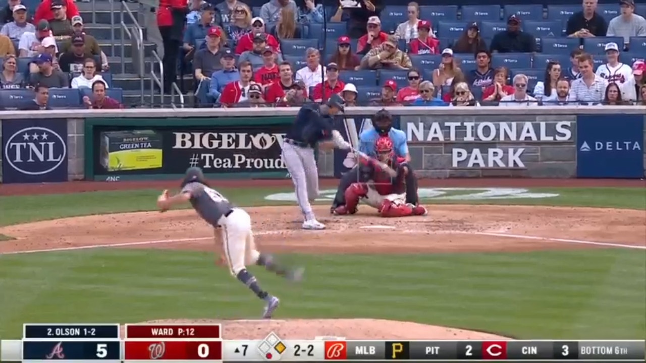 Braves' Matt Olson gets his second home run of the day against the Nationals