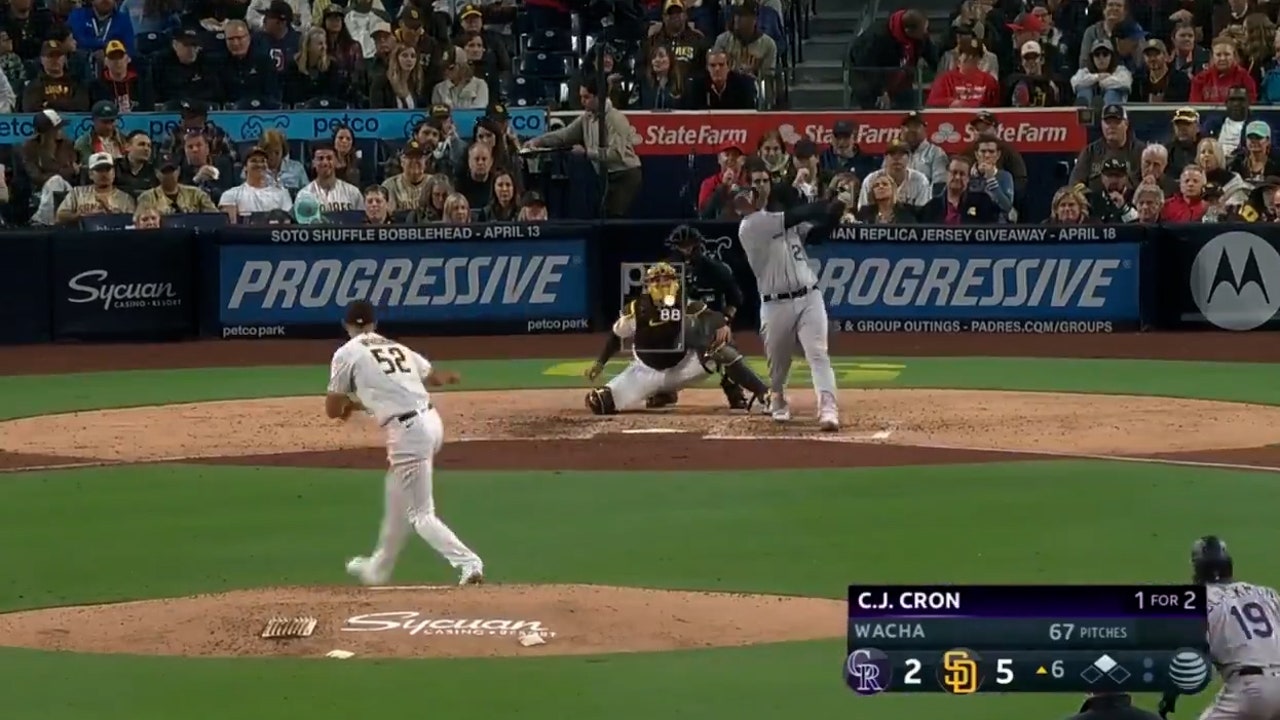 Rockies' C.J. Cron blasts a two-run home run into the second deck to trim the Padres' lead
