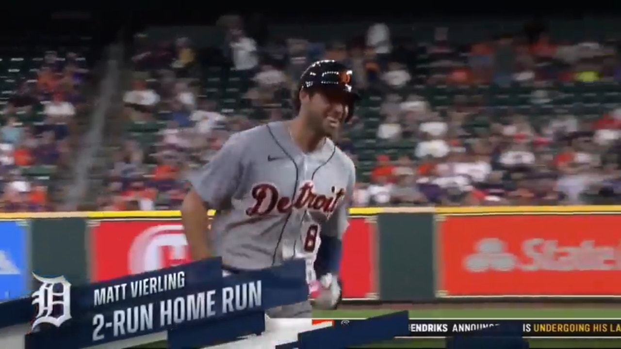 Matt Vierling SMASHES a go ahead two-run home run in the 11th inning to help the Tigers defeat the Astros, 7-6