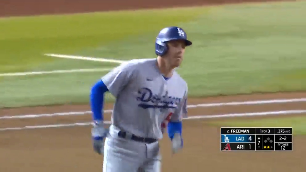 Freddie Freeman launches his first home run of the season to extend Dodgers' lead over the Diamondbacks