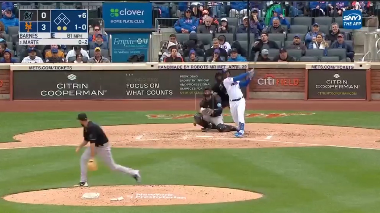 Starling Marte SMASHES a solo home run to give the Mets a 4-0 lead over the Marlins