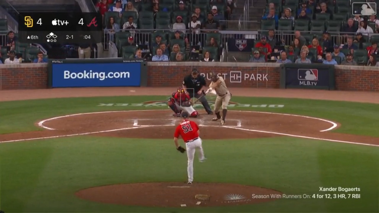 Xander Bogaerts hits a decisive RBI single as the Padres defeat the Braves 5-4