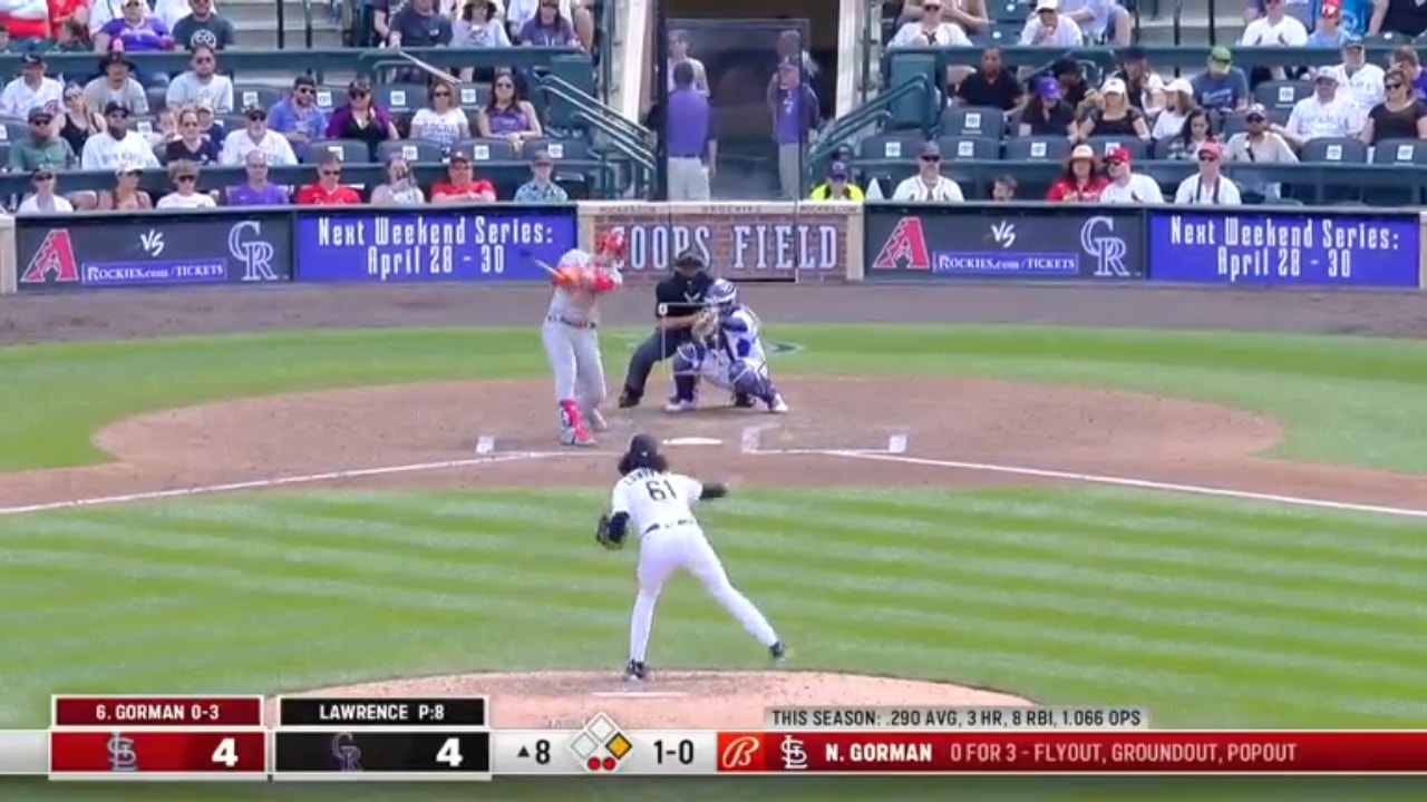 Nolan Gorman hits a clutch go-ahead homer for the second straight game, lifting the Cardinals to a 7-4 win over the Rockies