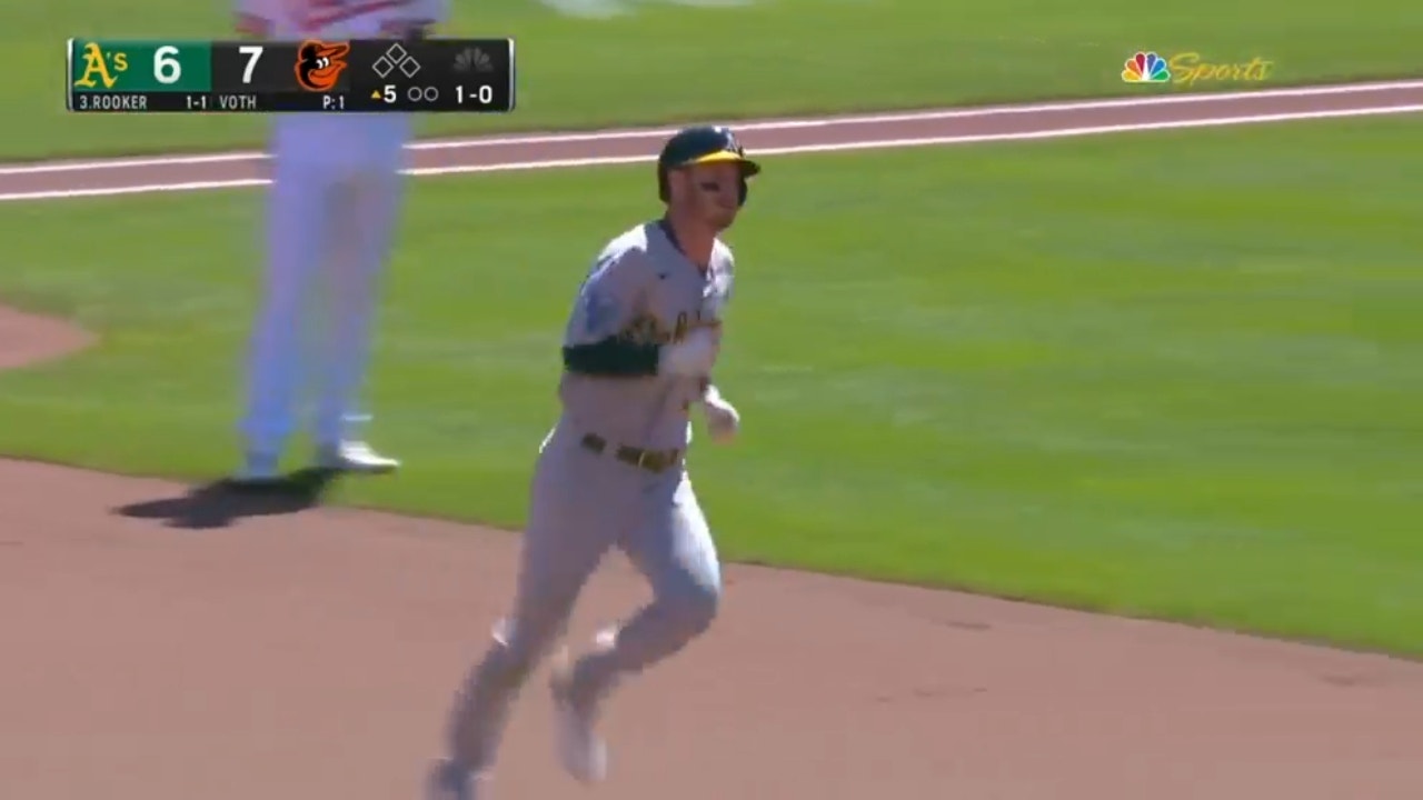 Brent Rooker crushes his second home run of the game to bring the Athletics to a 7-7 tie with the Orioles