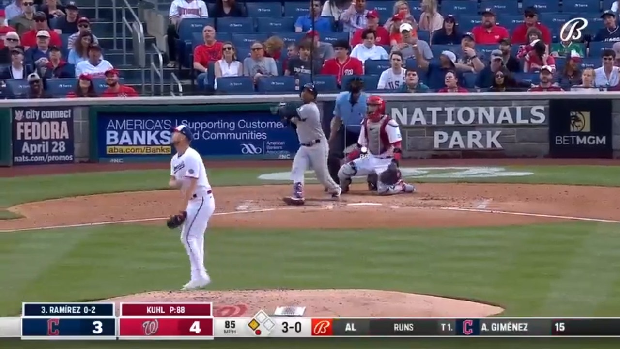  Guardians' José Ramírez launches a go-ahead 420 ft homer over the Nationals