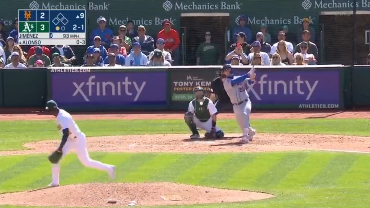 Mets' Pete Alonso demolishes his league-leading 8th home run knotting the game in the ninth inning