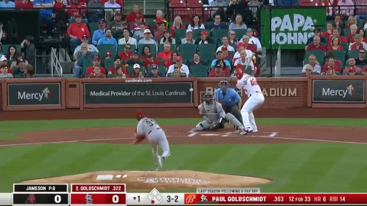 Paul Goldschmidt cranks a home run to left field to give the Cardinals