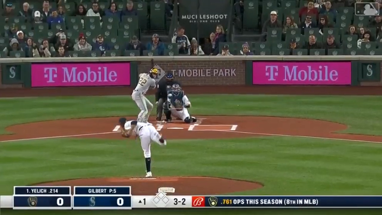 Brewers' Christian Yelich hits a leadoff home run vs. the Mariners 