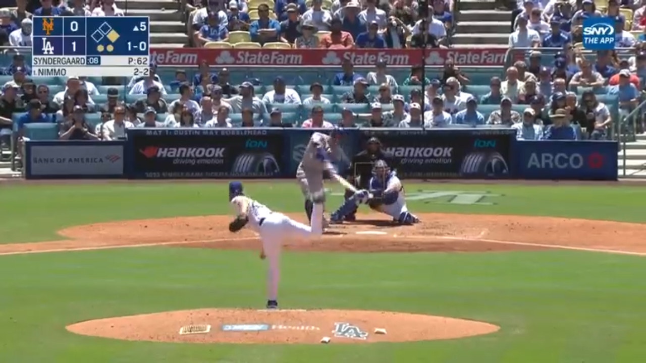 Mets' Brandon Nimmo launches a go-ahead, two-run homer against the Dodgers