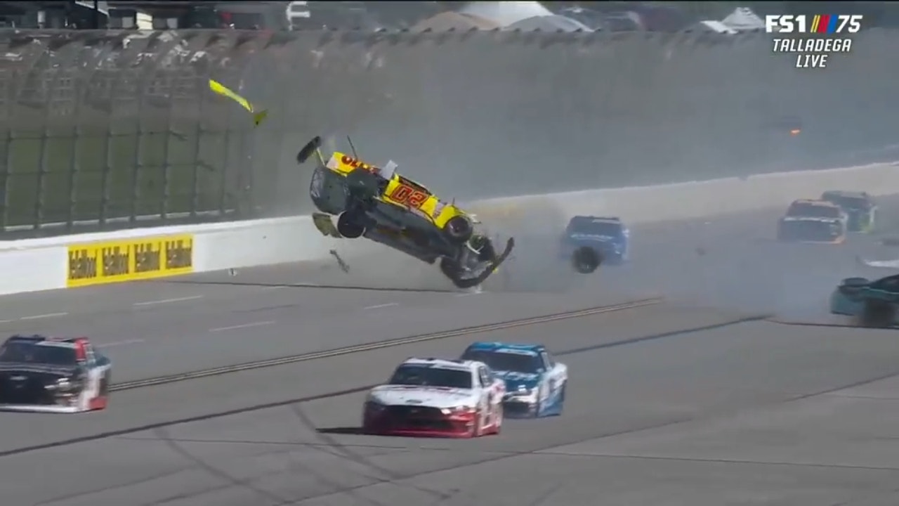 Blaine Perkins goes airborne during a multi-car wreck at Talladega FOX Sports