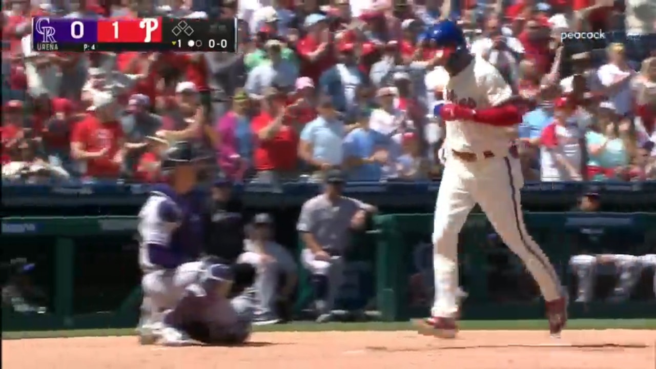 Trea Turner cranks a solo home run to give the Phillies an early lead over the Rockies