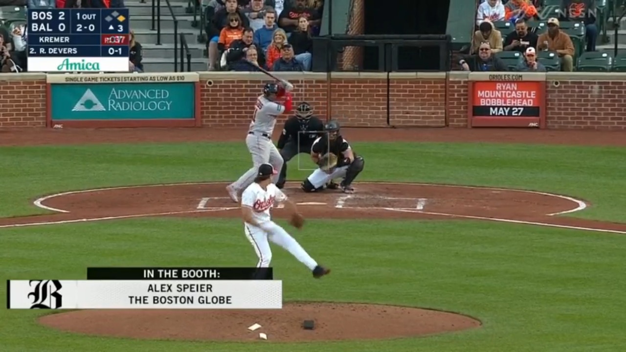 Rafael Devers cranks a two-run home run to give the Red Sox a 4-0 lead over the Orioles