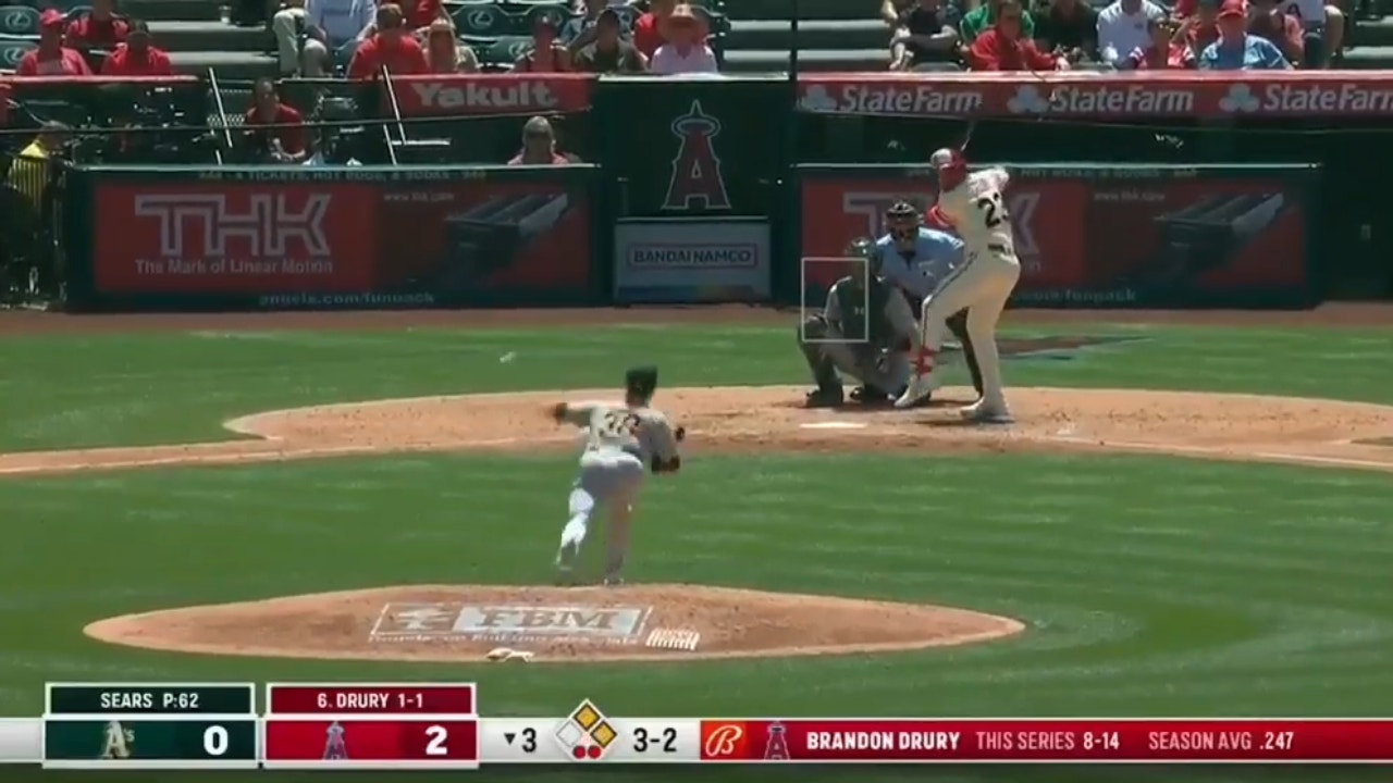 Angles' Brandon Drury clocks a deep homer in the third vs the Athletics