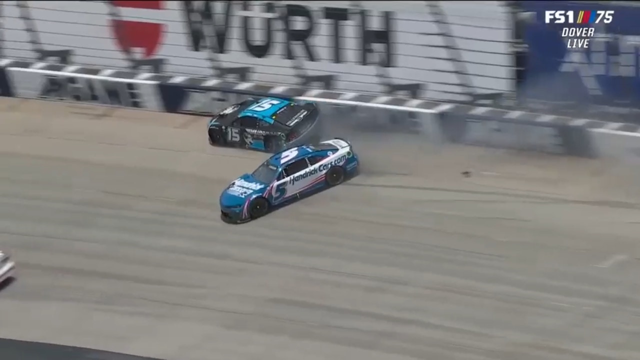 Kyle Larson, Brennan Poole and Ross Chastain are involved in minor accident at The Würth 400 at Dover, sending Larson to the garage FOX Sports