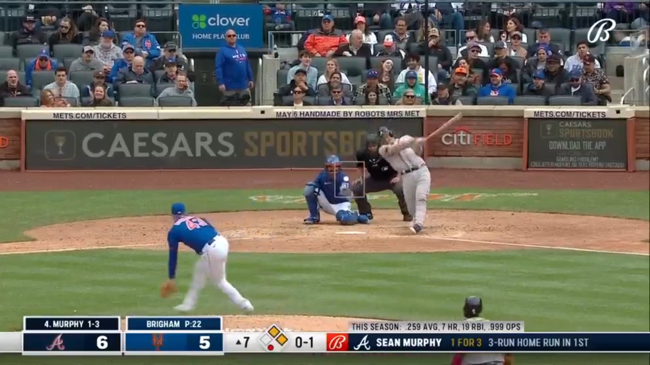 Braves' Sean Murphy hits his second three-run home run of the day against the Mets
