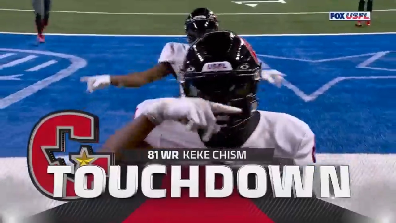 Gamblers' Kenji Bahar connects with Keke Chism for a 54-yard touchdown reception vs. Stars to extend lead