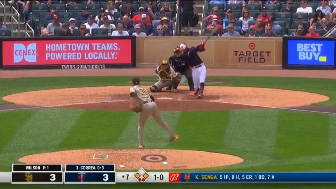 Carlos Correa delivers a clutch two-run double for the Twins to seal their victory against the Padres