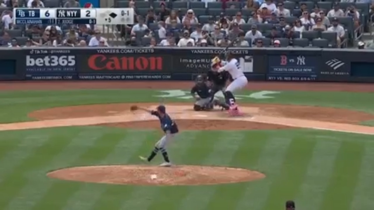 Aaron Judge launches a two-run home run against the Rays