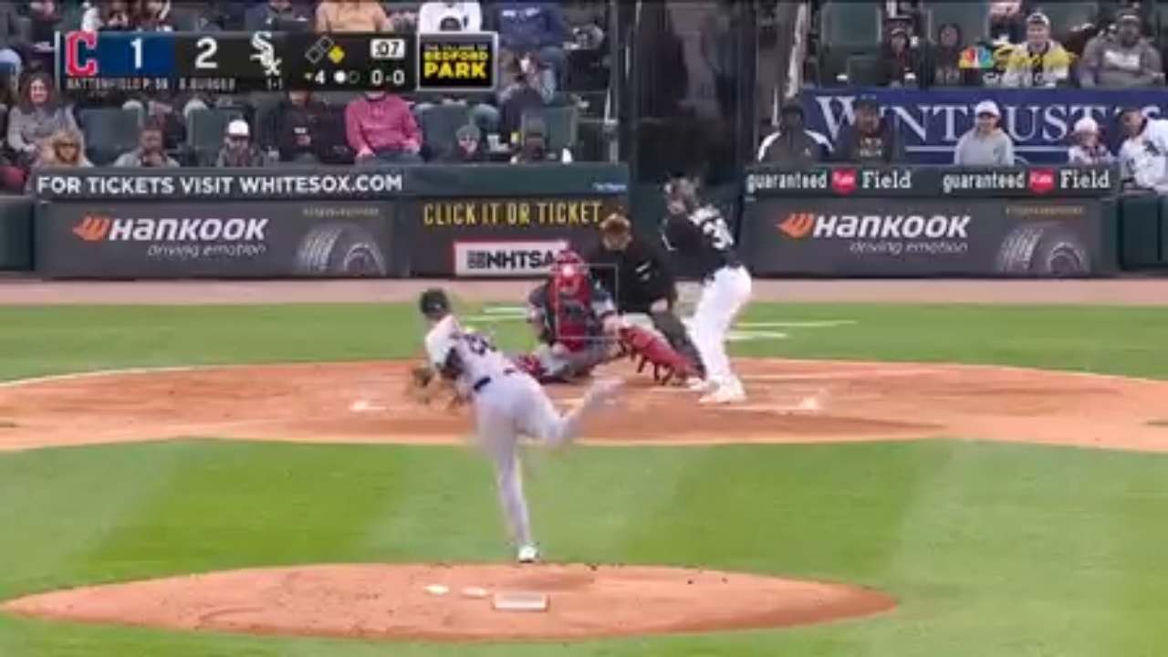 Jake Burger launches a two-run homer to extend the White Sox's lead over the Guardians