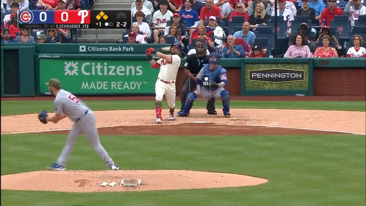 Phillies' Kyle Schwarber smacks a DEEP grand slam to grab early lead over Cubs