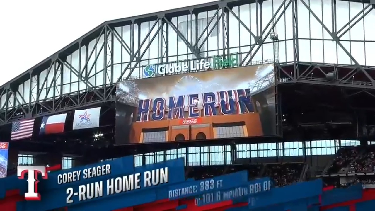 Rangers' Corey Seager caps a five-run second inning against the Rockies with a two-run dinger