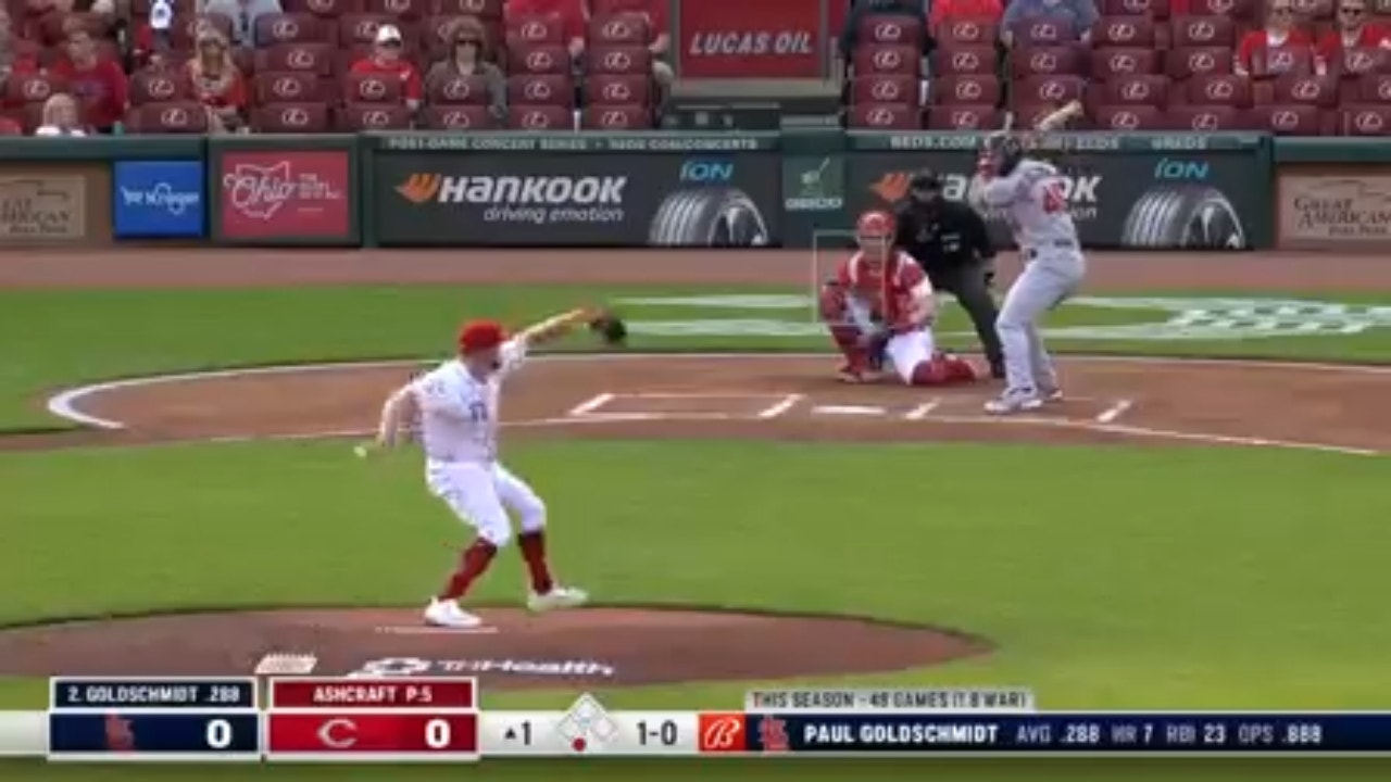 Paul Goldschmidt unleashes a solo home run to give the Cardinals an early lead over the Reds