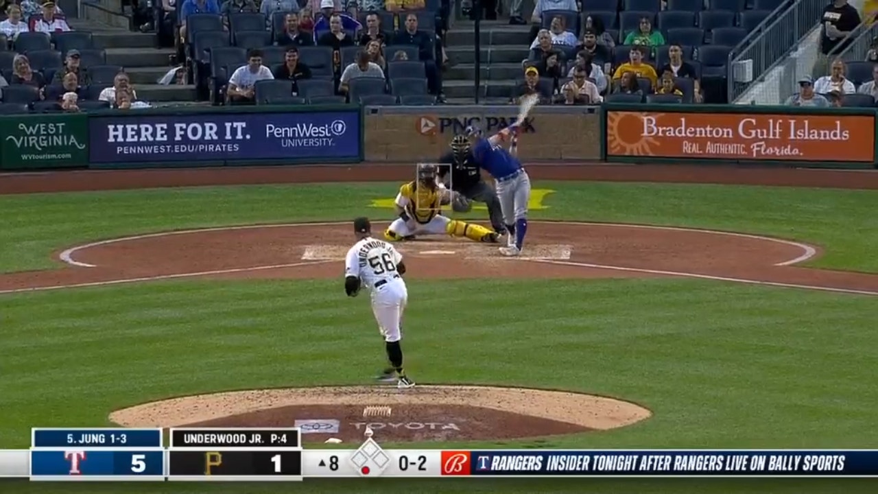 Rangers' Josh Jung cranks a solo homer against the Pirates in the eighth