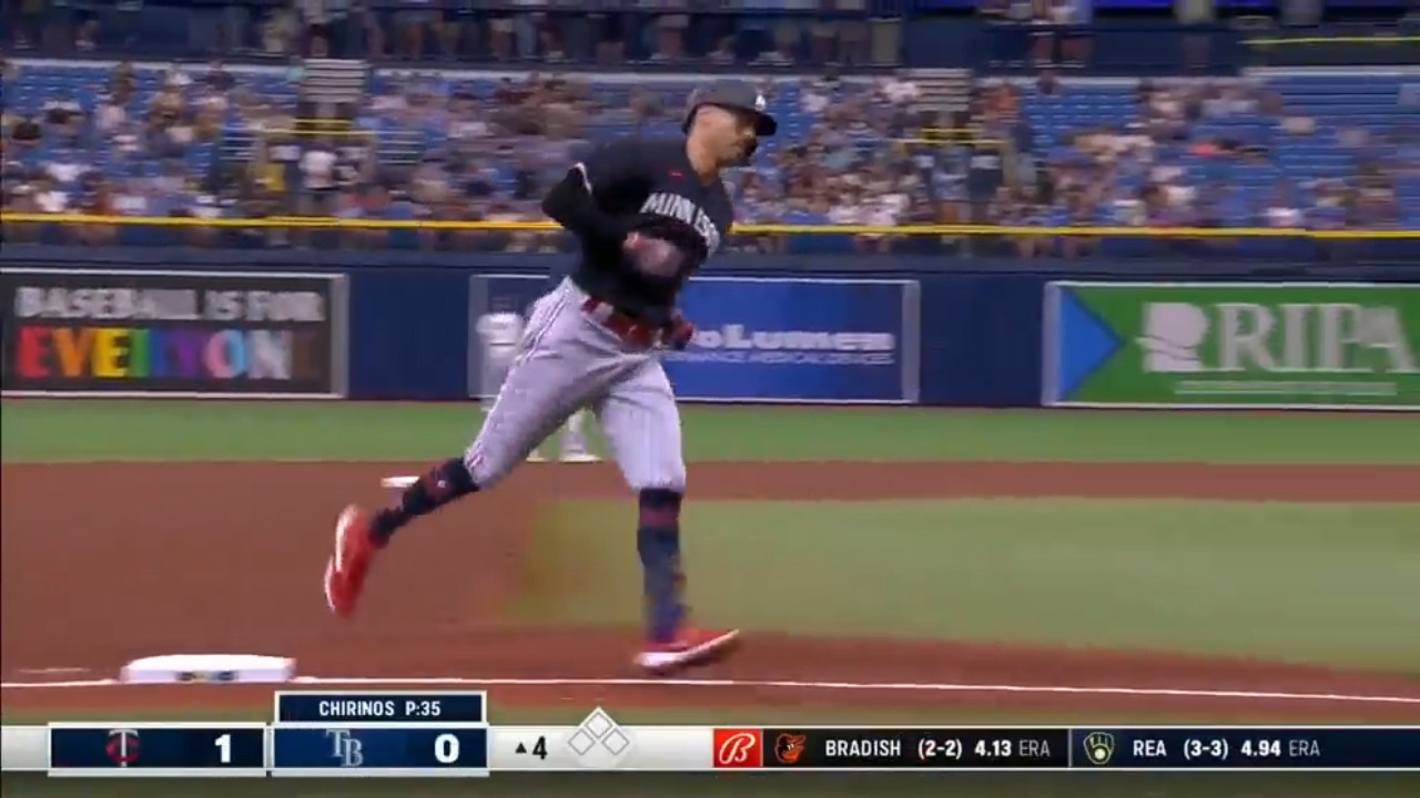 Twins' Carlos Correa breaks a scoreless tie with the Rays in the fourth inning, smashing a solo homer to left field