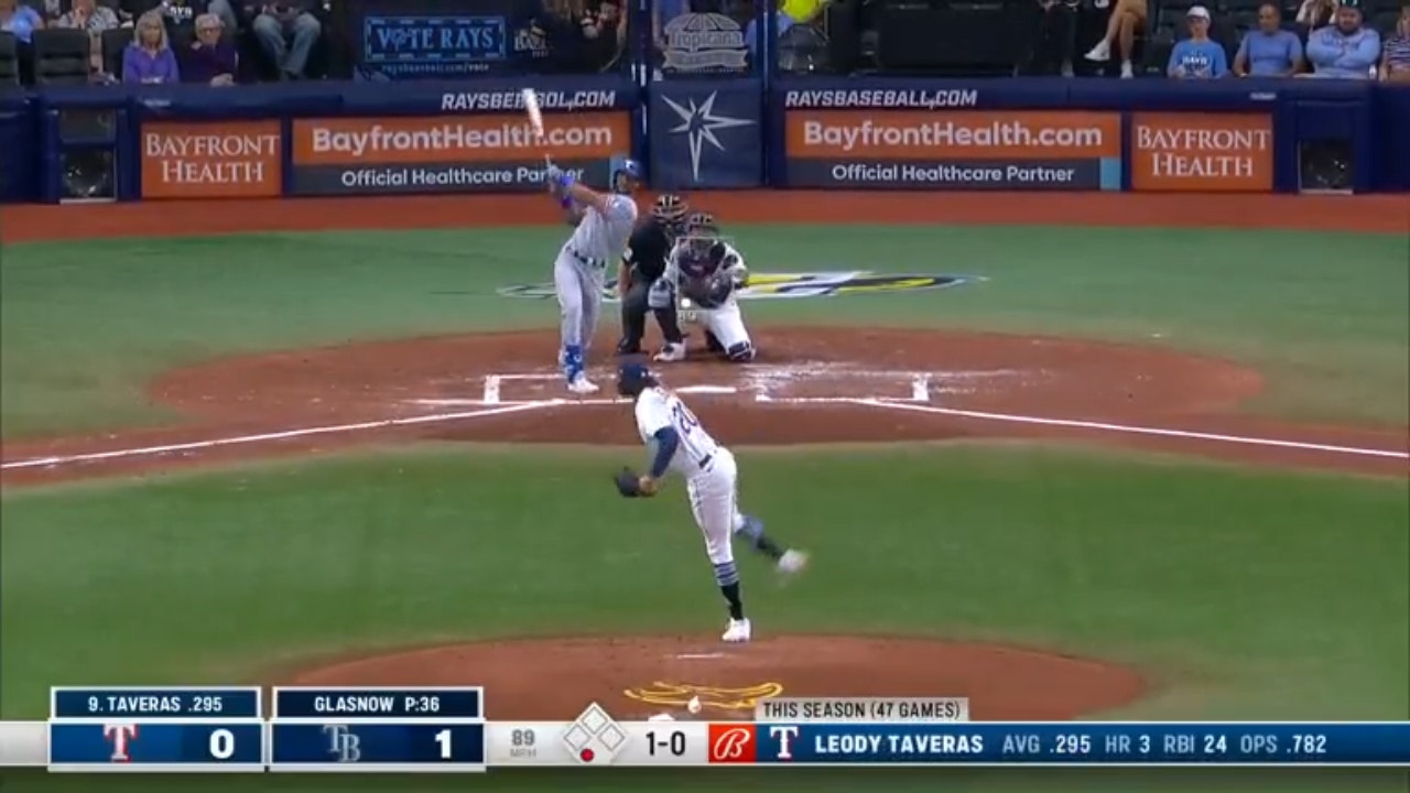 Rangers' Leody Taveras hammers a game-tying solo shot against the Rays