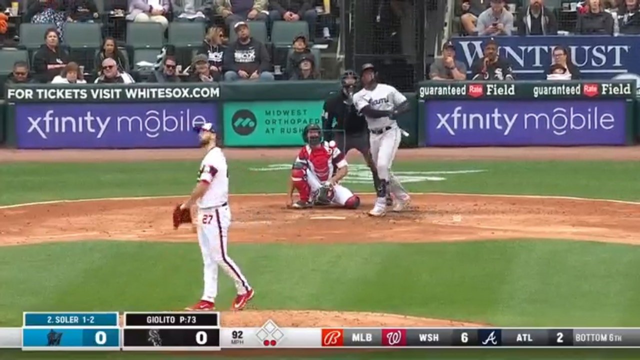 Jorge Soler CRANKS his 18th home run of the season to give the Marlins the lead over the White Sox