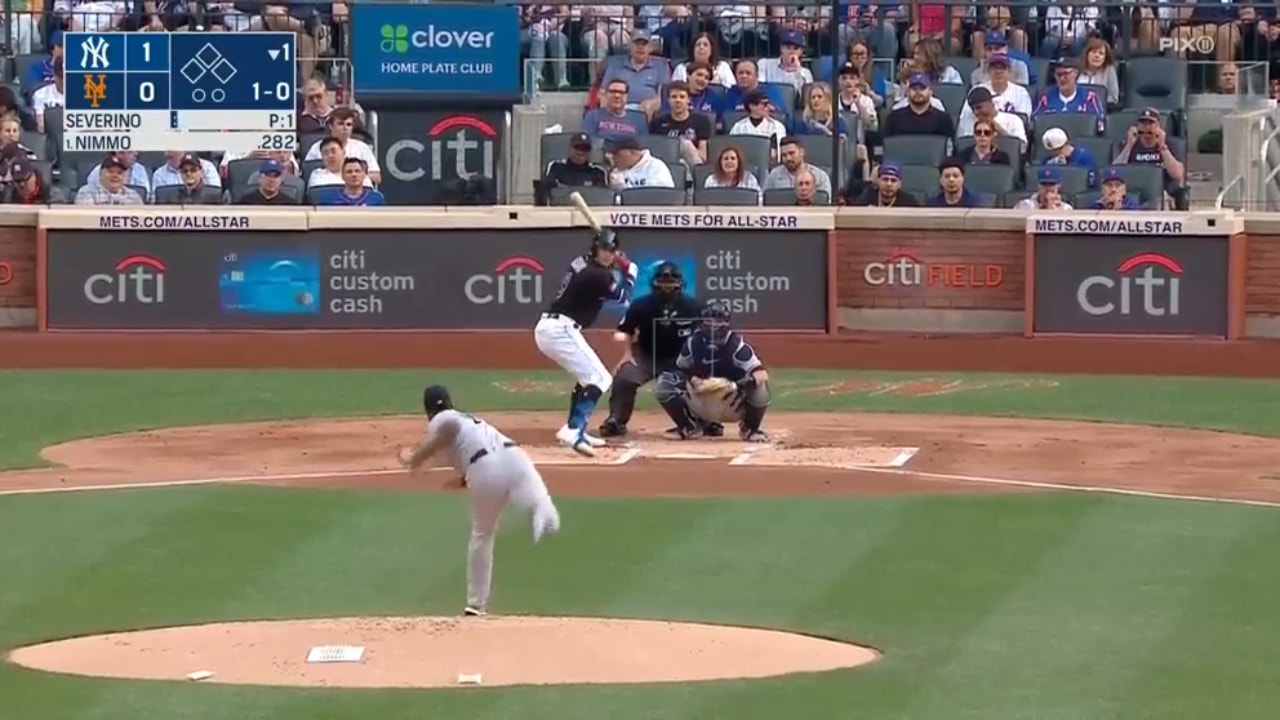 Mets' Brandon Nimmo smashes a 429foot gametying home run against the