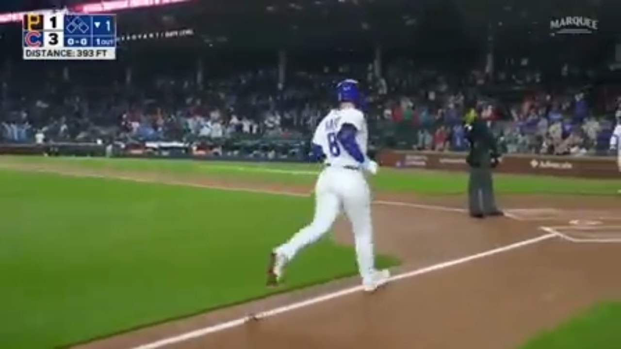 Ian Happ cranks a three-run home run to give the Cubs a 3-1 lead against the Pirates