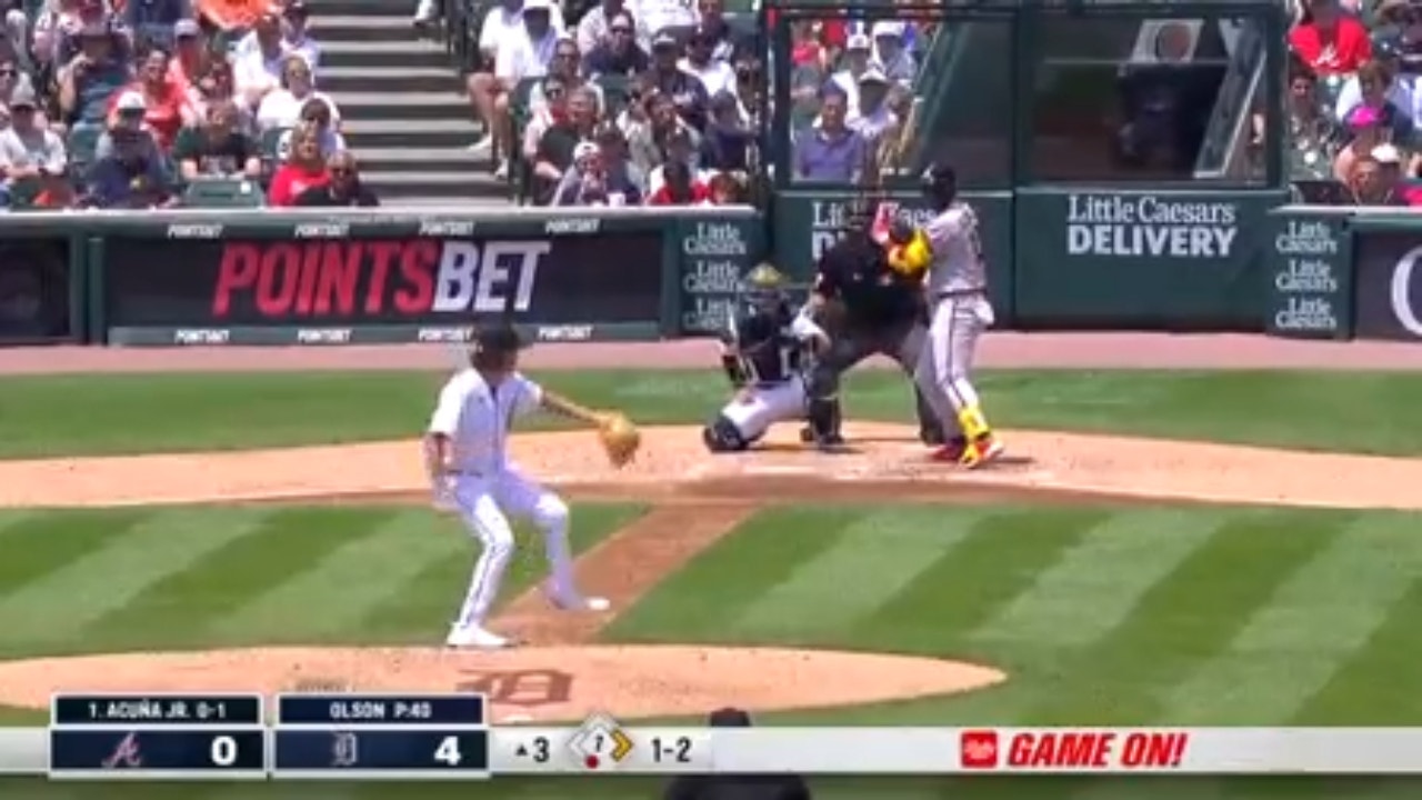 Ronald Acuña Jr. unleashes a two-run home run against the Tigers