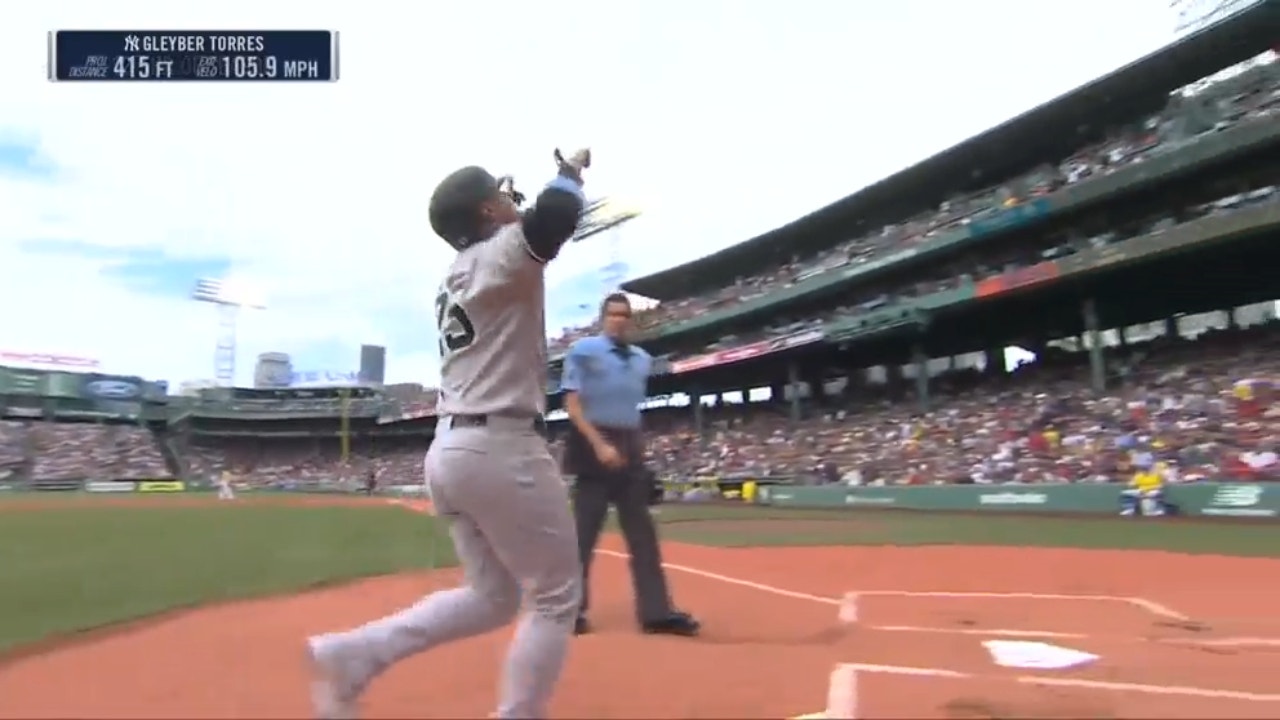 Yankees' Gleyber Torres knocks a two-run homer against the Red Sox for an early 2-0 lead