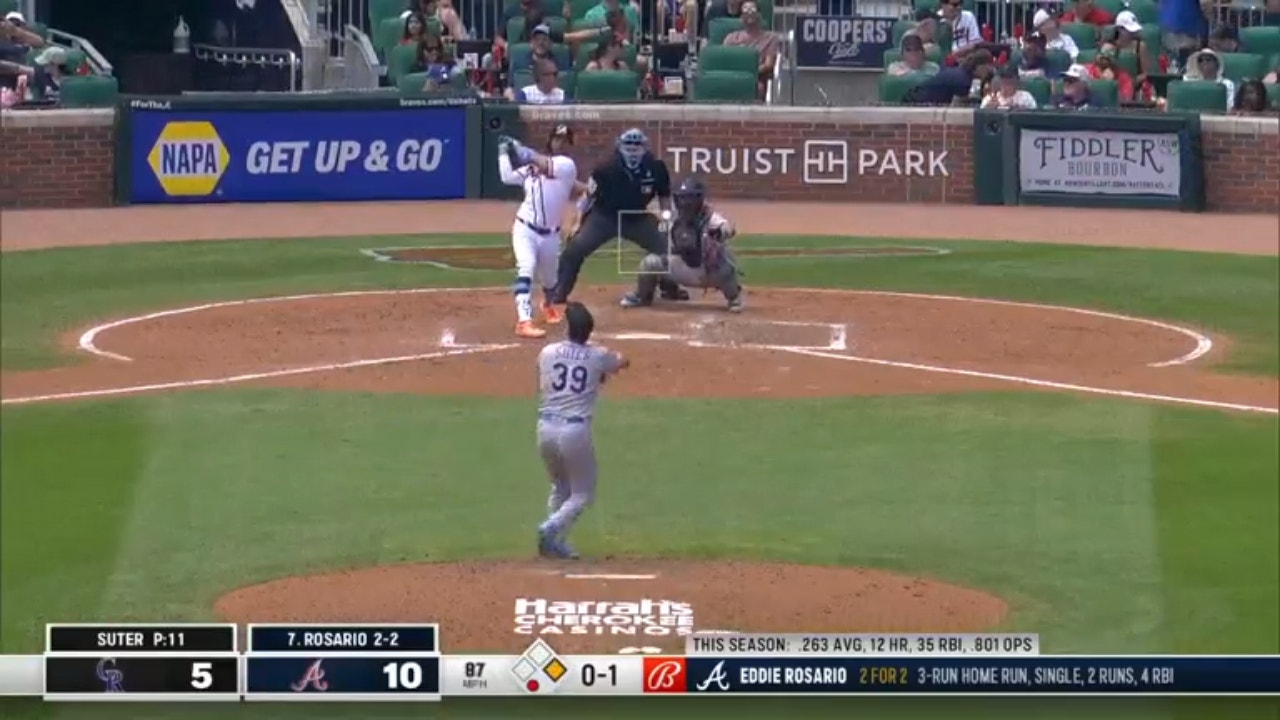 Eddie Rosario hits his SECOND home run of the game to extend the Braves' lead over the Rockies