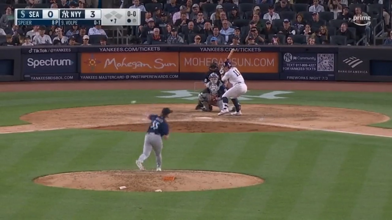 Yankees' Anthony Volpe launches a solo home run to extend the lead over the Mariners