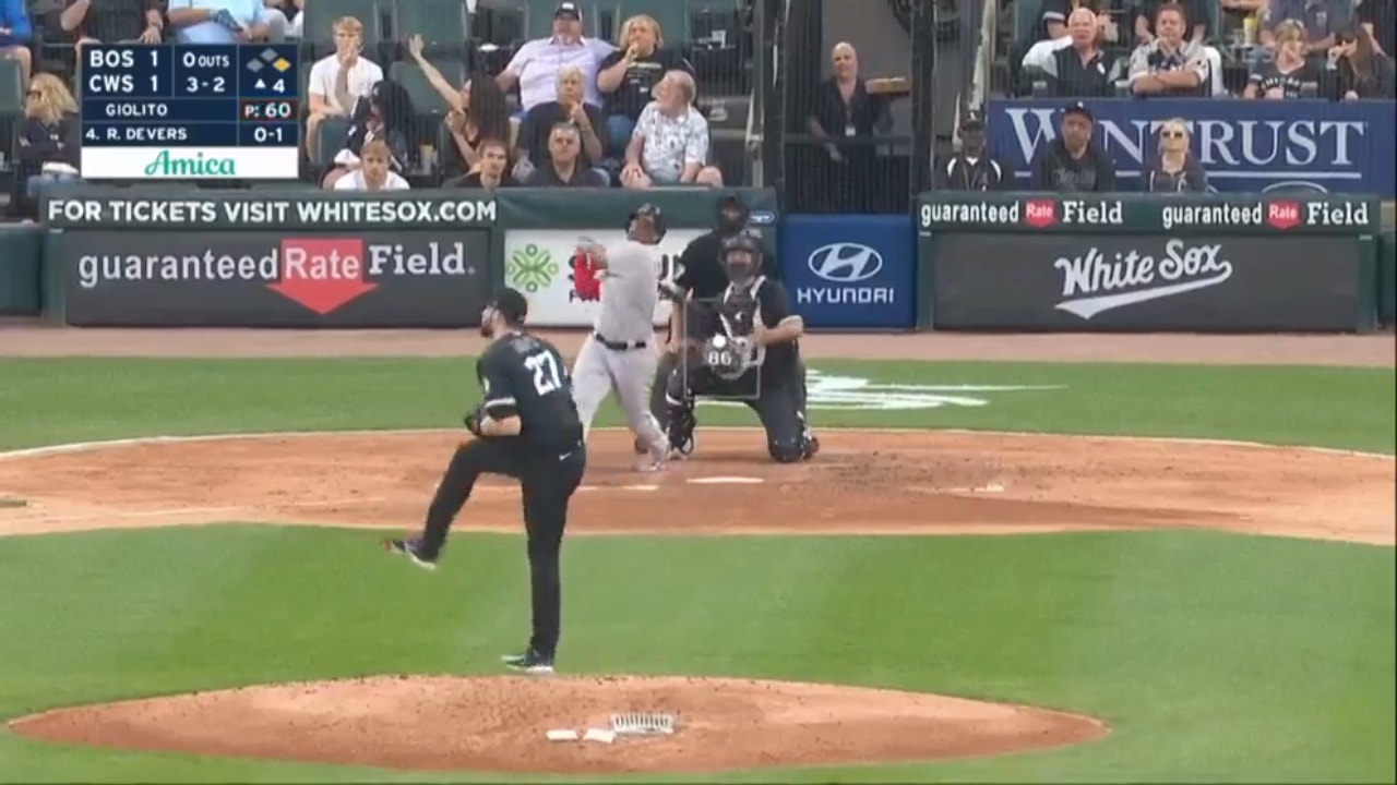 Red Sox's Rafael Devers goes deep for a two-run blast vs. the White Sox, grabbing his league leading 60th RBI