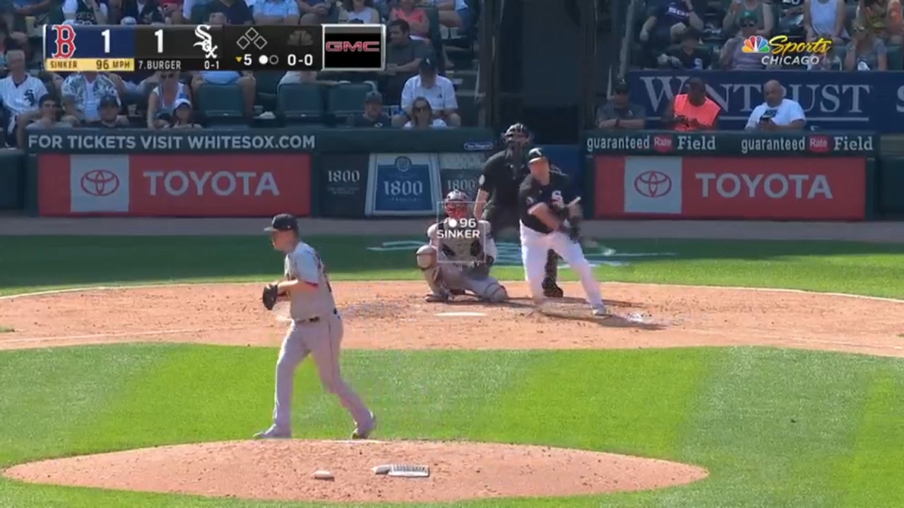 White Sox's Jake Burger powers a solo homer 445 feet for the lead against the Red Sox in the fifth inning