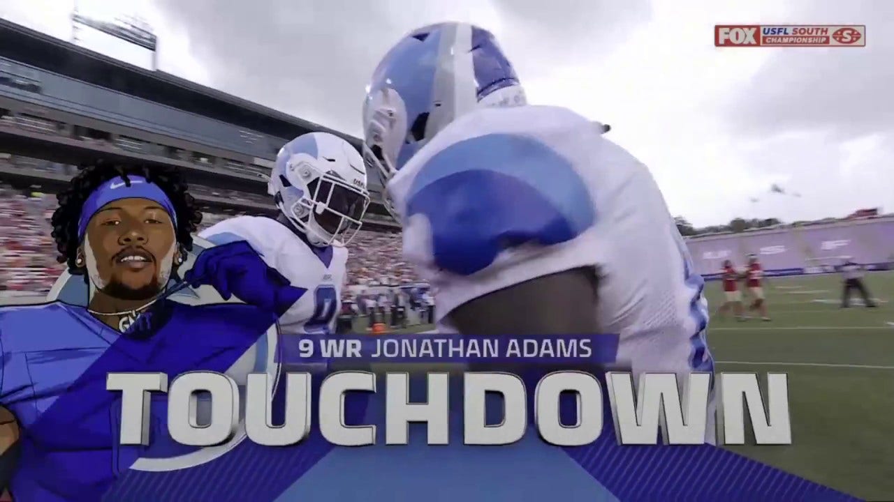 McLeod Bethel-Thompson connects with Jonathan Adams  on a four-yard touchdown