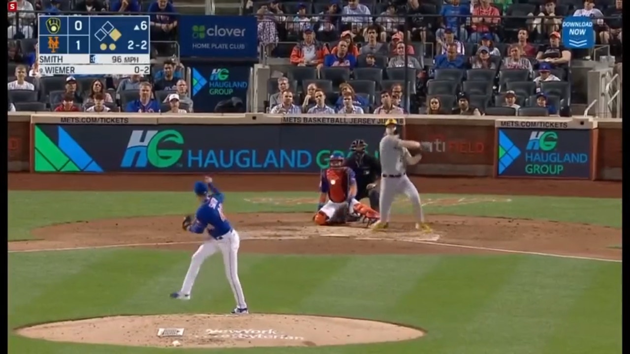 Brewers' Joey Wiemer crushes a two run home run against the Mets
