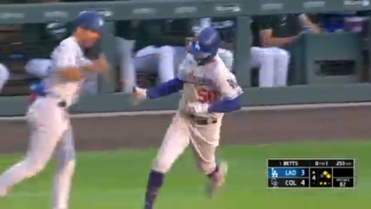 Mookie Betts CRUSHES a three-run home run to give the Dodgers a lead against the Rockies