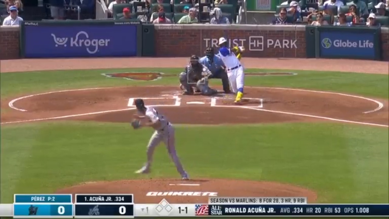 Ronald Acuña Jr. and Ozzie Albies hit BACK-TO-BACK homers to give the Braves an early lead over the Marlins