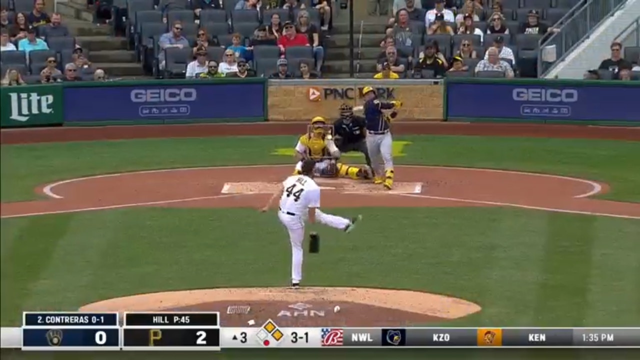 Brewers' William Contreras smacks a three-run homer to grab the lead against the Pirates