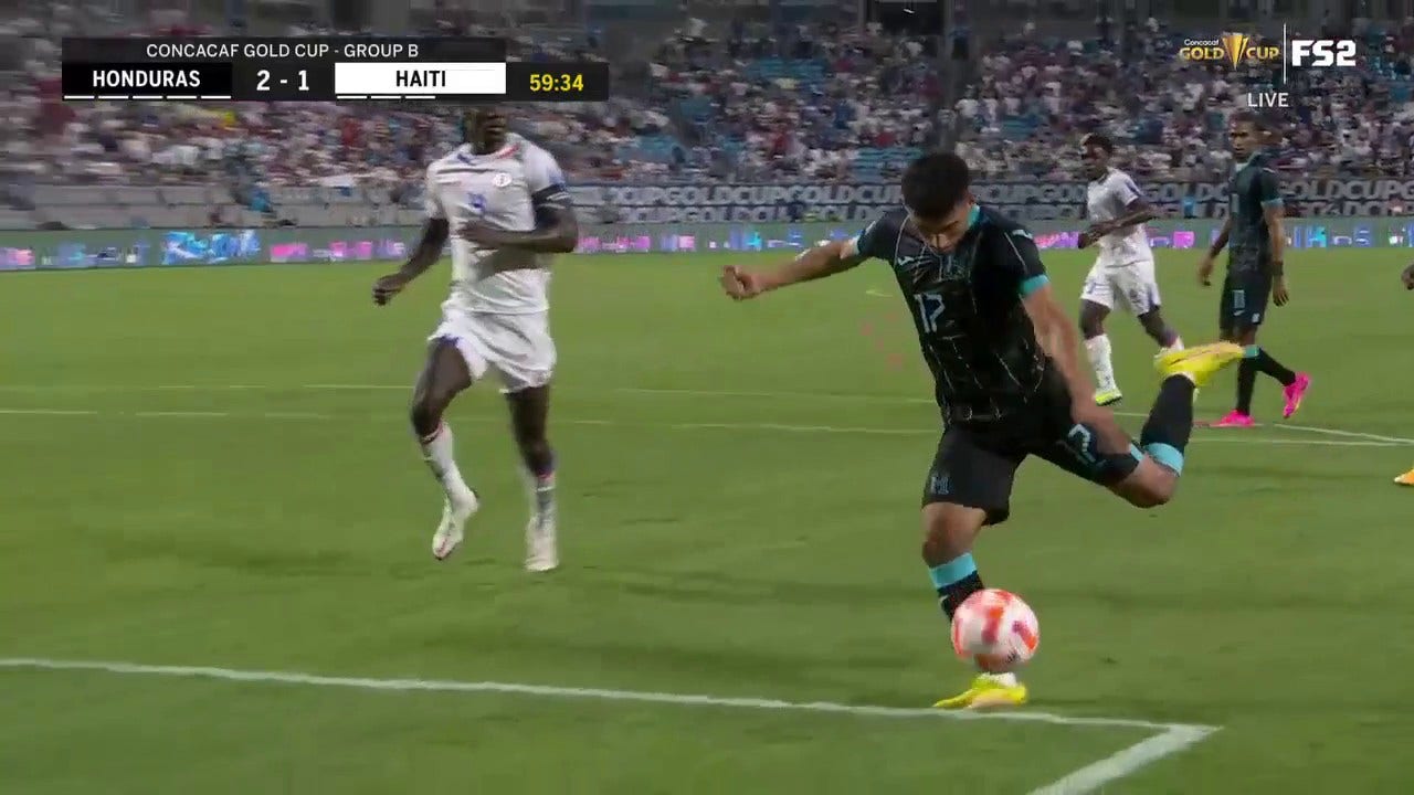 Jose Mario Pinto Paz with an EXQUISITE finish to give Honduras the lead  over Haiti