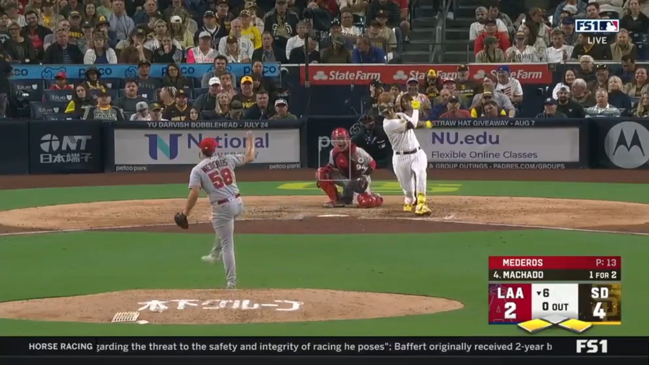 Manny Machado hits an RBI single to add to the Padres' lead over the Angels